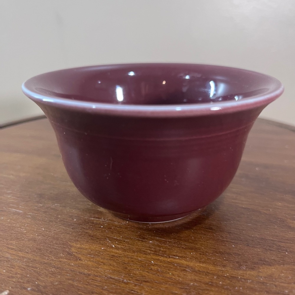 Fiesta HLC Bouillon Bowl Claret Maroon Vtg Art Deco Ceramic USA 4in